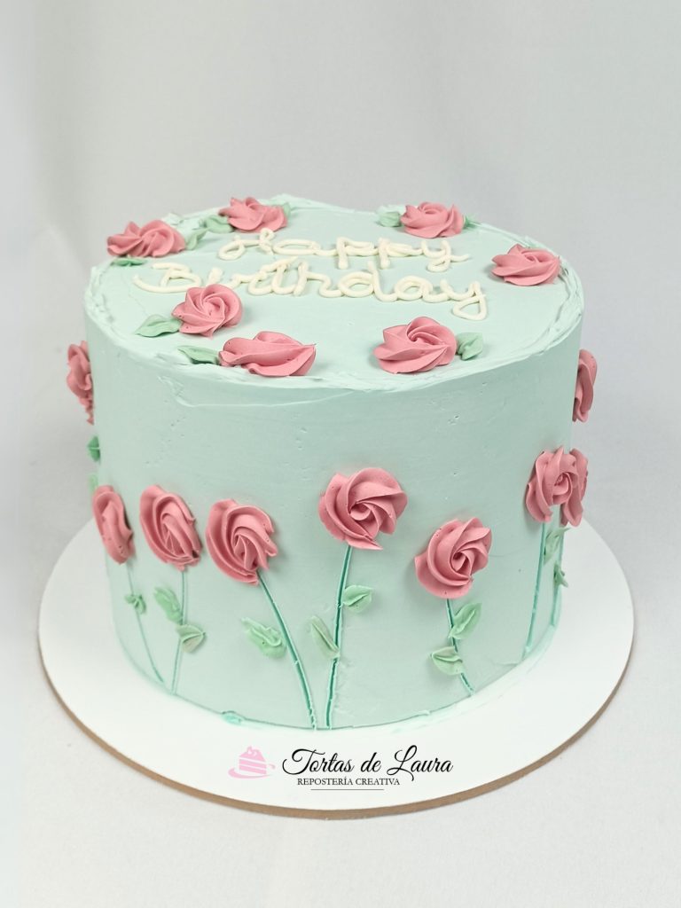 Torta Aesthetic verde rosas
