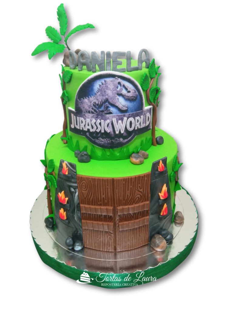Torta de Dinosaurios Jurassic Park puerta de dos pisos
